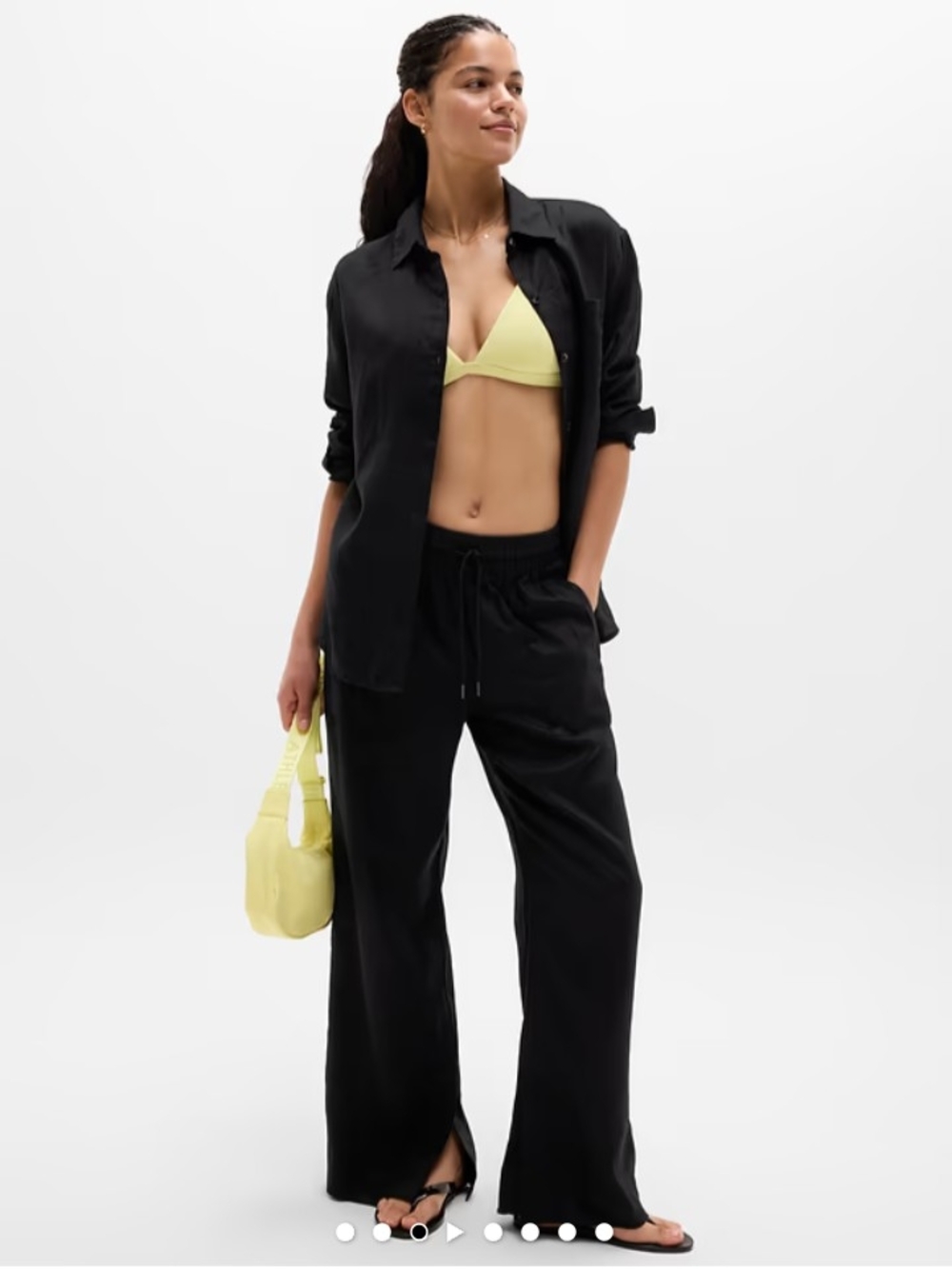 Athleta Black Wide-Leg Drawstring Pants
